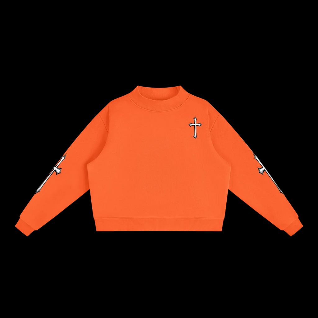 Essential Fleece Mock-Neck Crew Sweatshirt